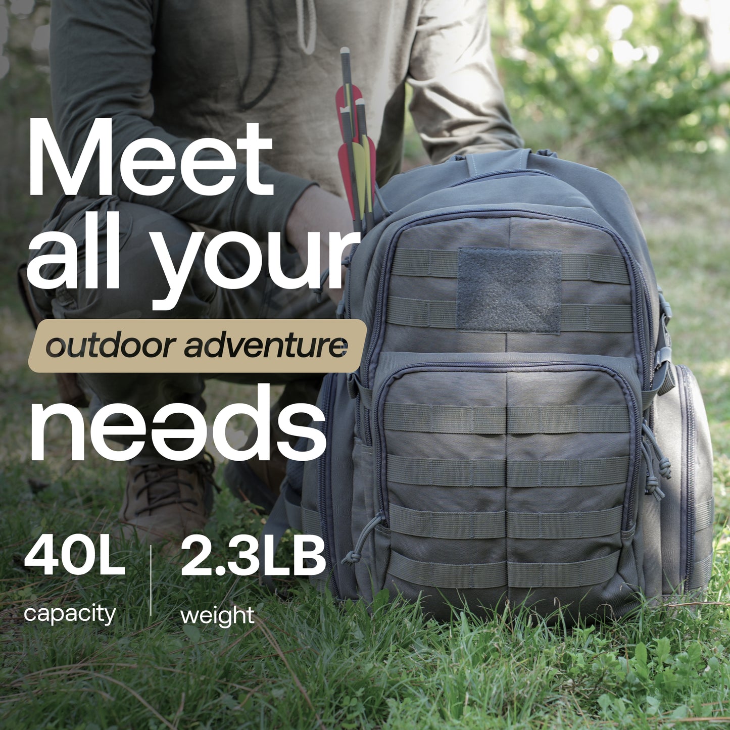Huntex 40L Tactical Backpack in Gray