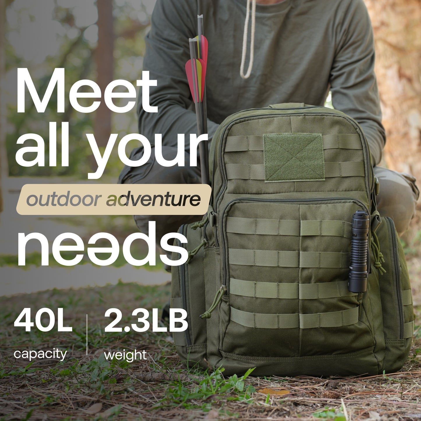 Huntex 40L Tactical Backpack in Ranger Green