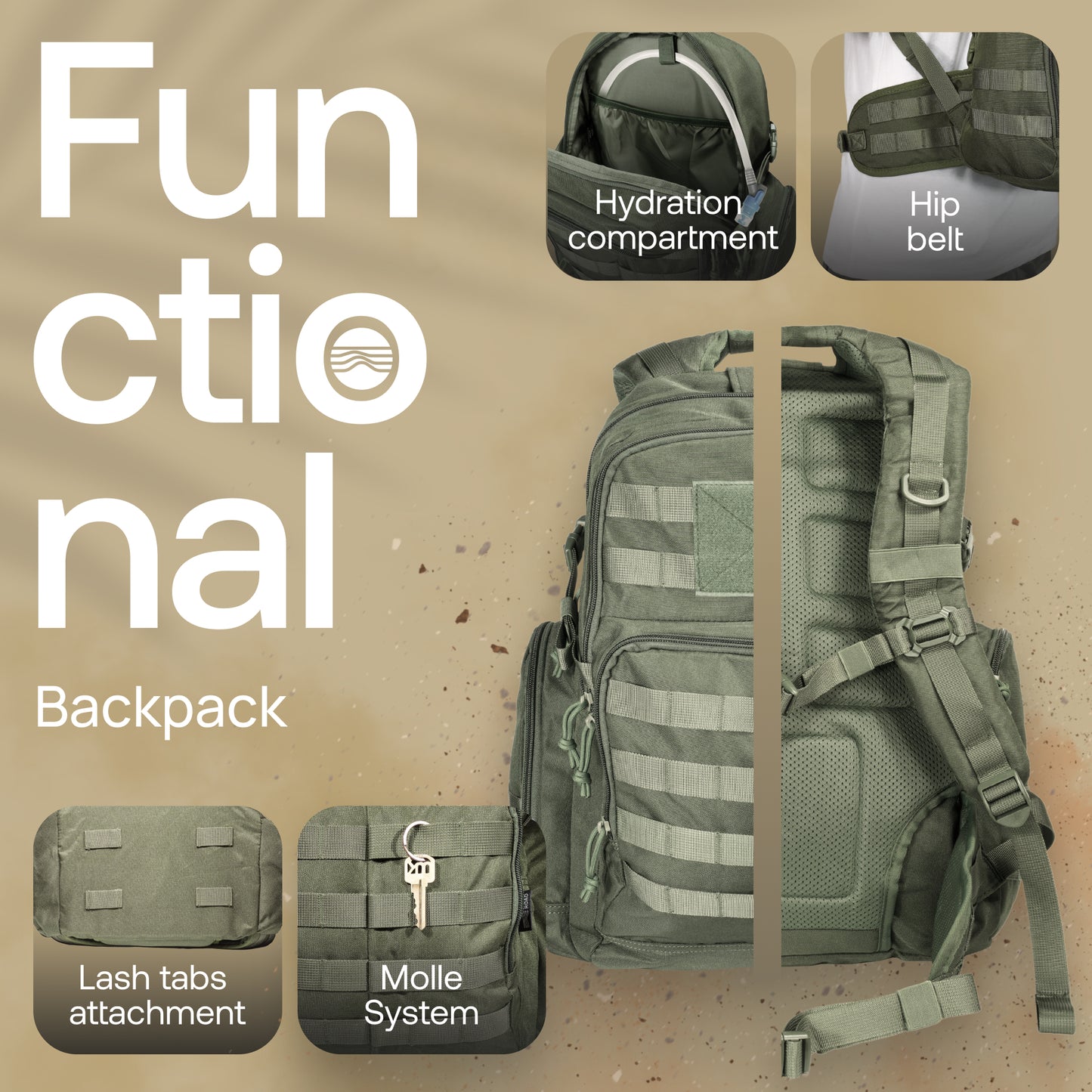 Huntex 40L Tactical Backpack in Ranger Green