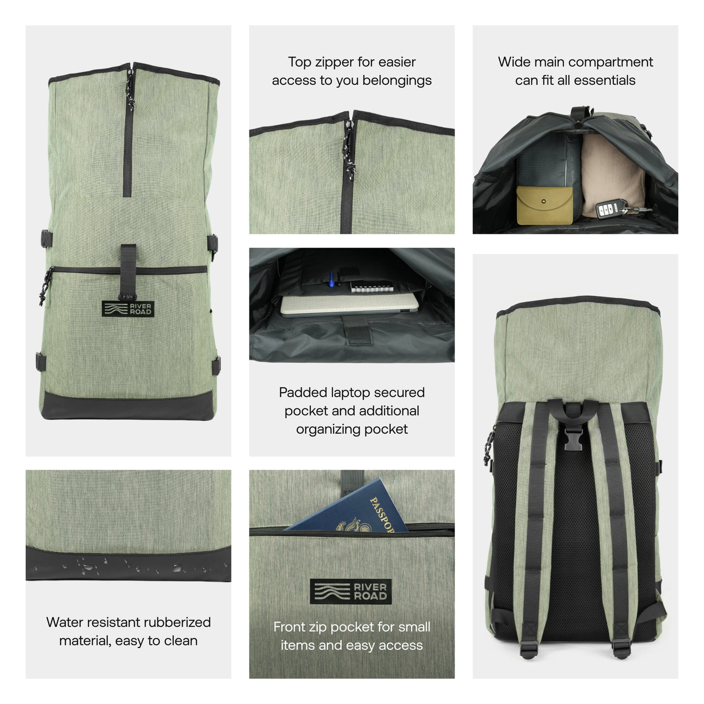 CityRoll Easy Access Backpack - Dark Green - 20 L