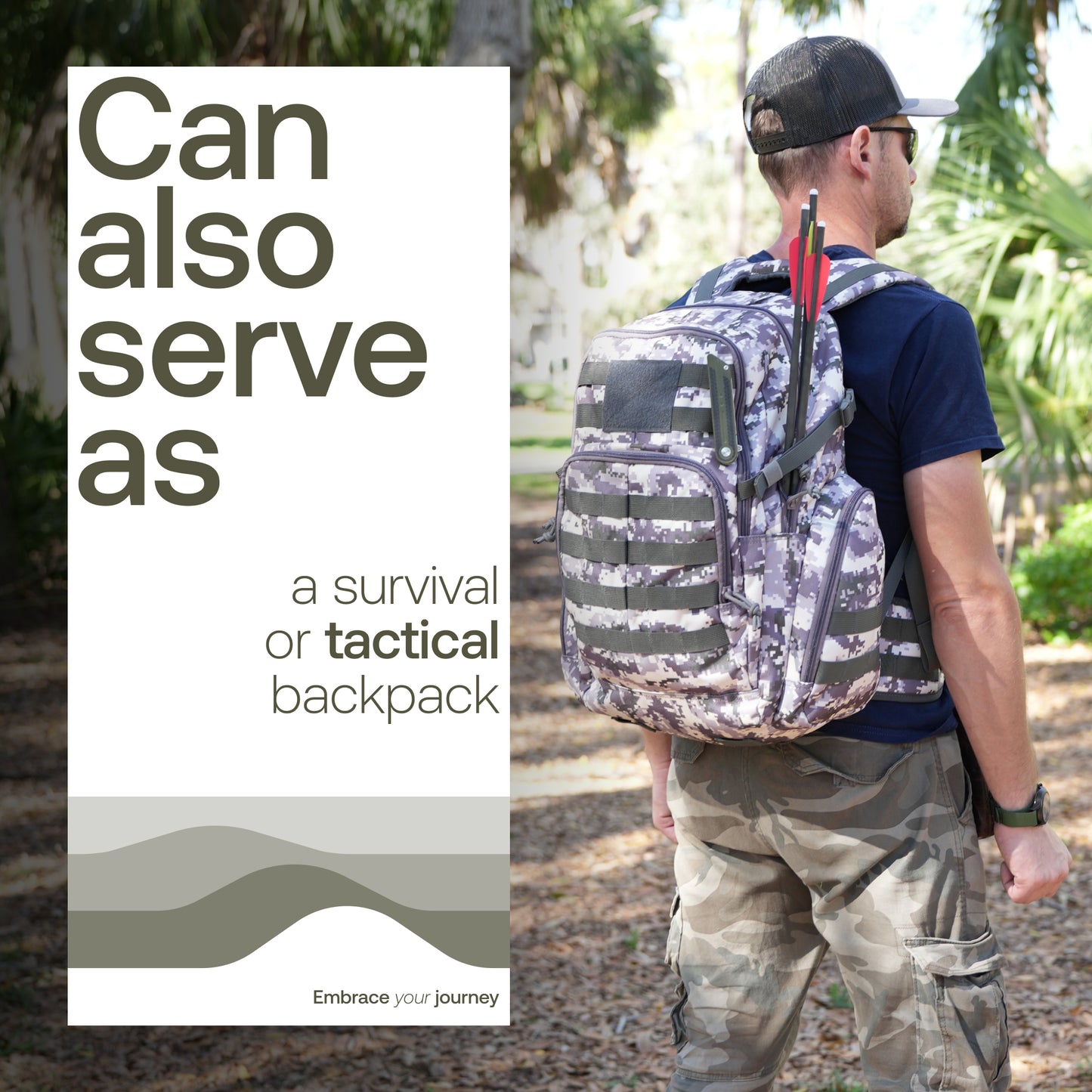 Huntex 40L Tactical Backpack in White Gray Camo