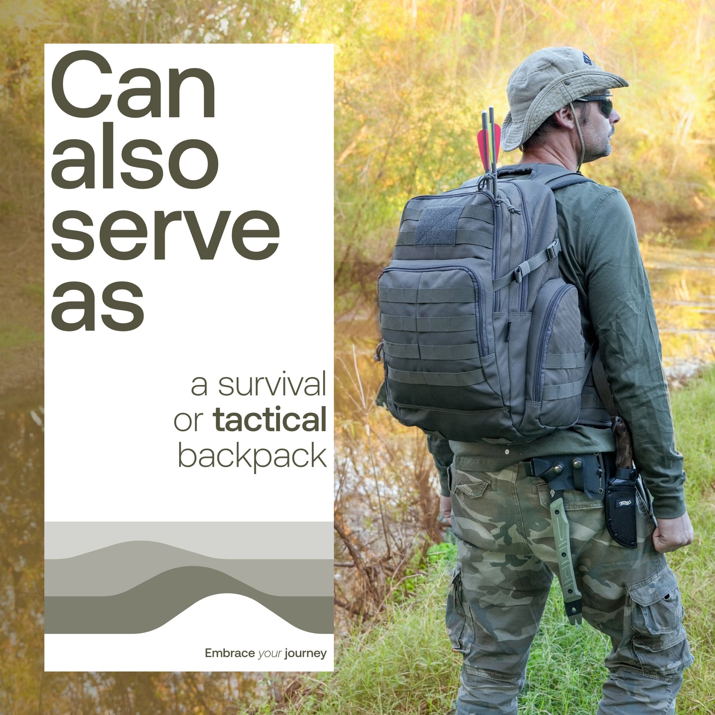 Huntex 40L Tactical Backpack in Gray