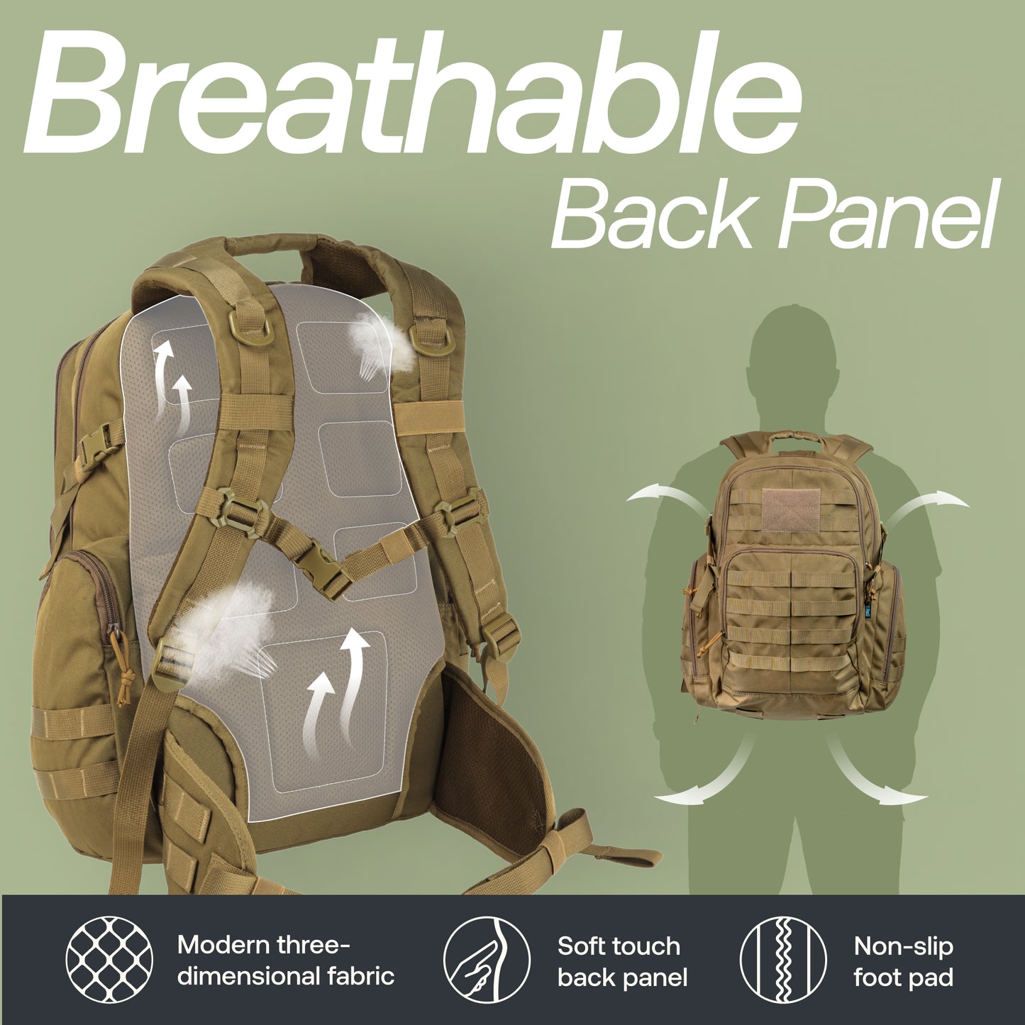 Huntex 40L Tactical Backpack in Khaki