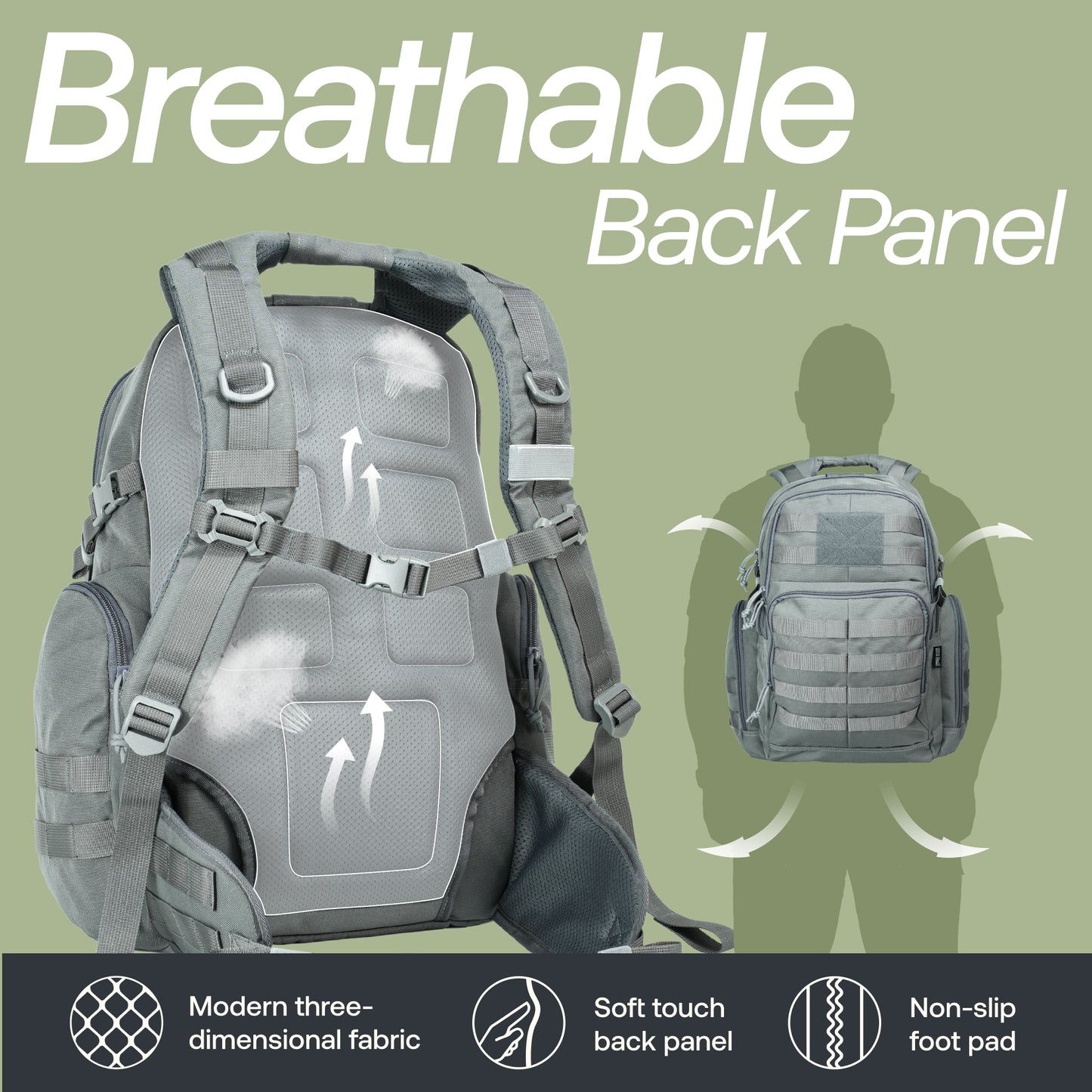 Huntex 40L Tactical Backpack in Gray