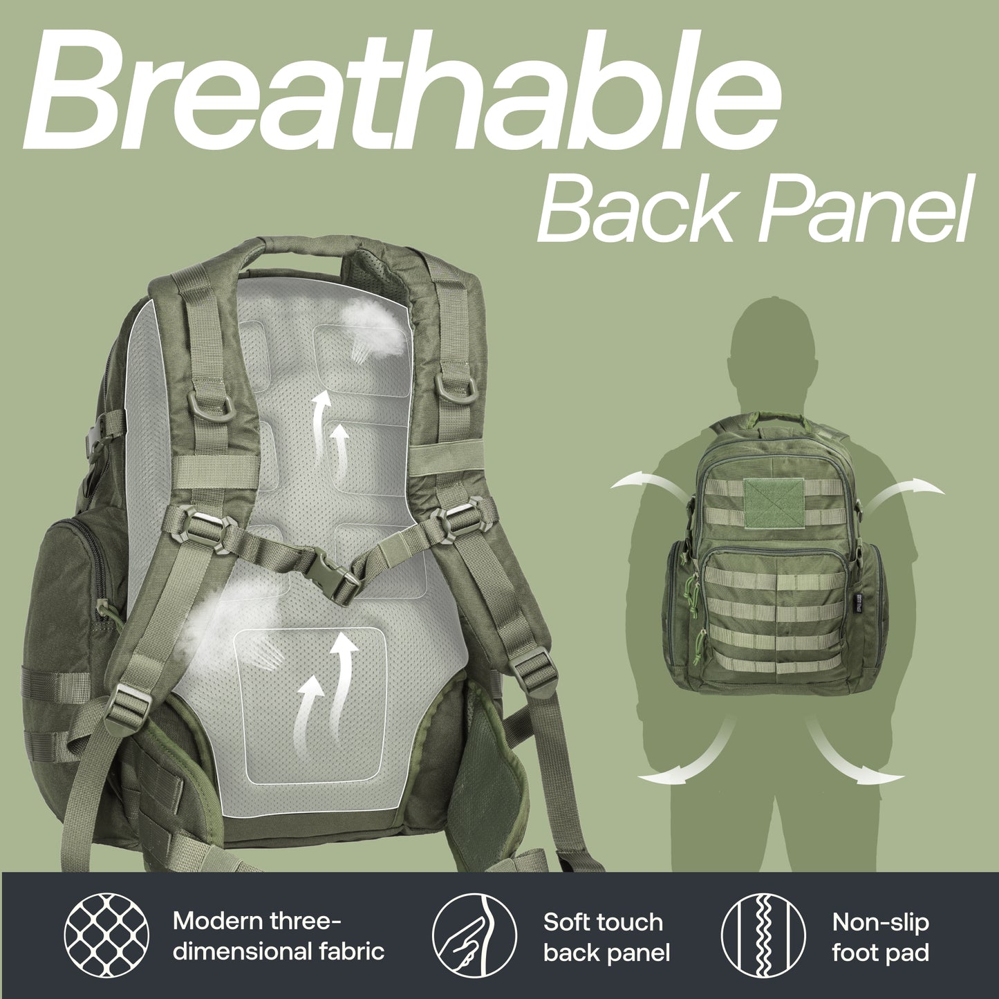 Huntex 40L Tactical Backpack in Ranger Green