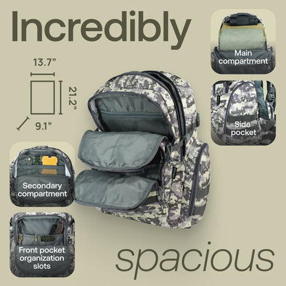 Huntex 40L Tactical Backpack in White Gray Camo