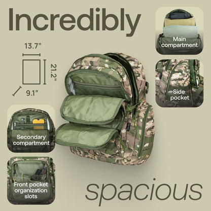 Huntex 40L Tactical Backpack in Green Camo