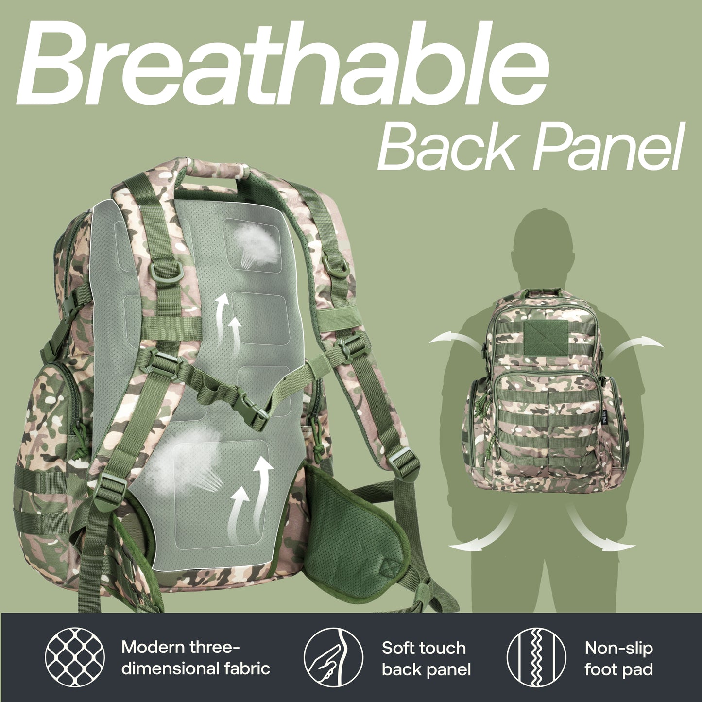 Huntex 40L Tactical Backpack in Green Camo